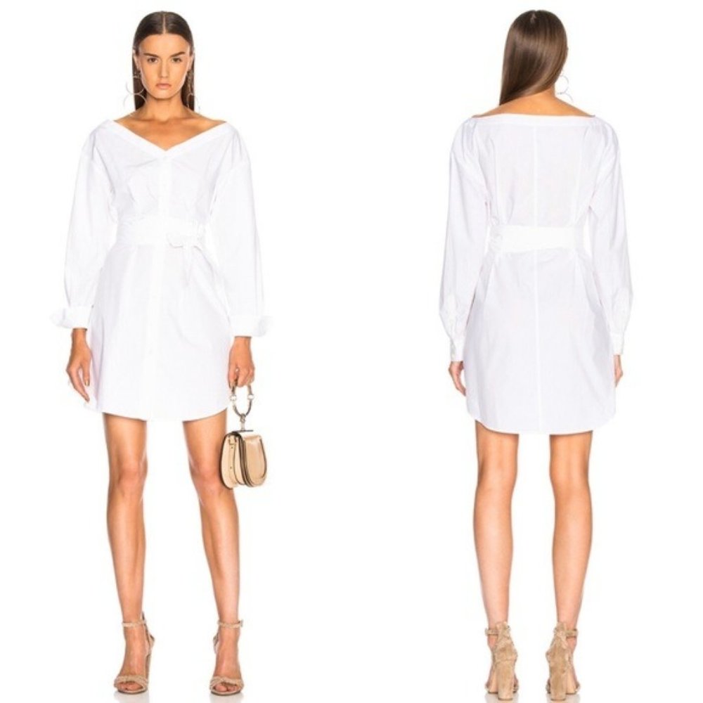 NWT Frame Belted Poplin Vneck Cotton Shirt Dress XL 70s Relaxed Lightweight